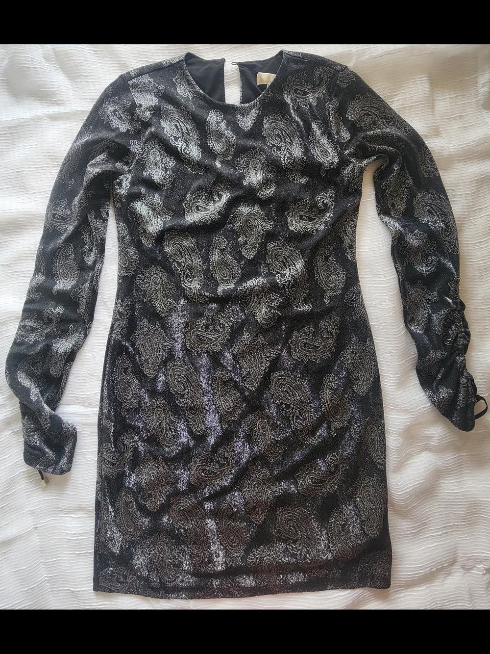 Michael Kors Black Dress with Silver Paisley Metallic Detail